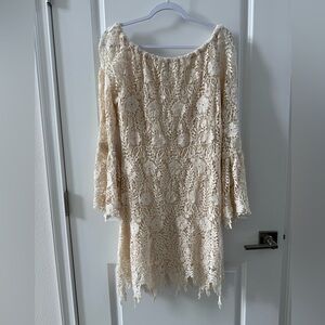 BRONTE JIPIUR LACE Women’s Medium Cream dress off shoulder neckline cottagecore